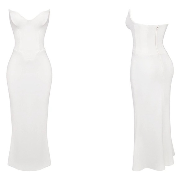 NWOT HOUSE OF CB Tamara Ivory Strapless Corset Maxi Dress sz XL - Picture 4 of 12